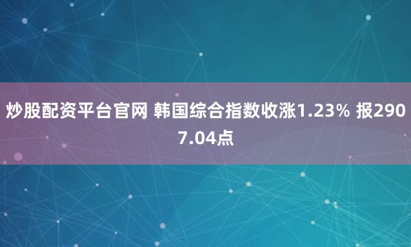 炒股配资平台官网 韩国综合指数收涨1.23% 报2907.04点